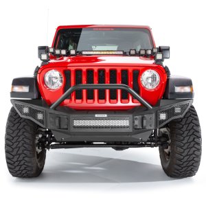 Jeep Wrangler JKU Bumper - Front - Go Rhino - Rockline Full Width + Overrider - Textured Black - `07-`20